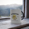 Accounting Because Chaos Is Seasonal Mug — Cute Chick with Paperwork, 11oz Color Morphing