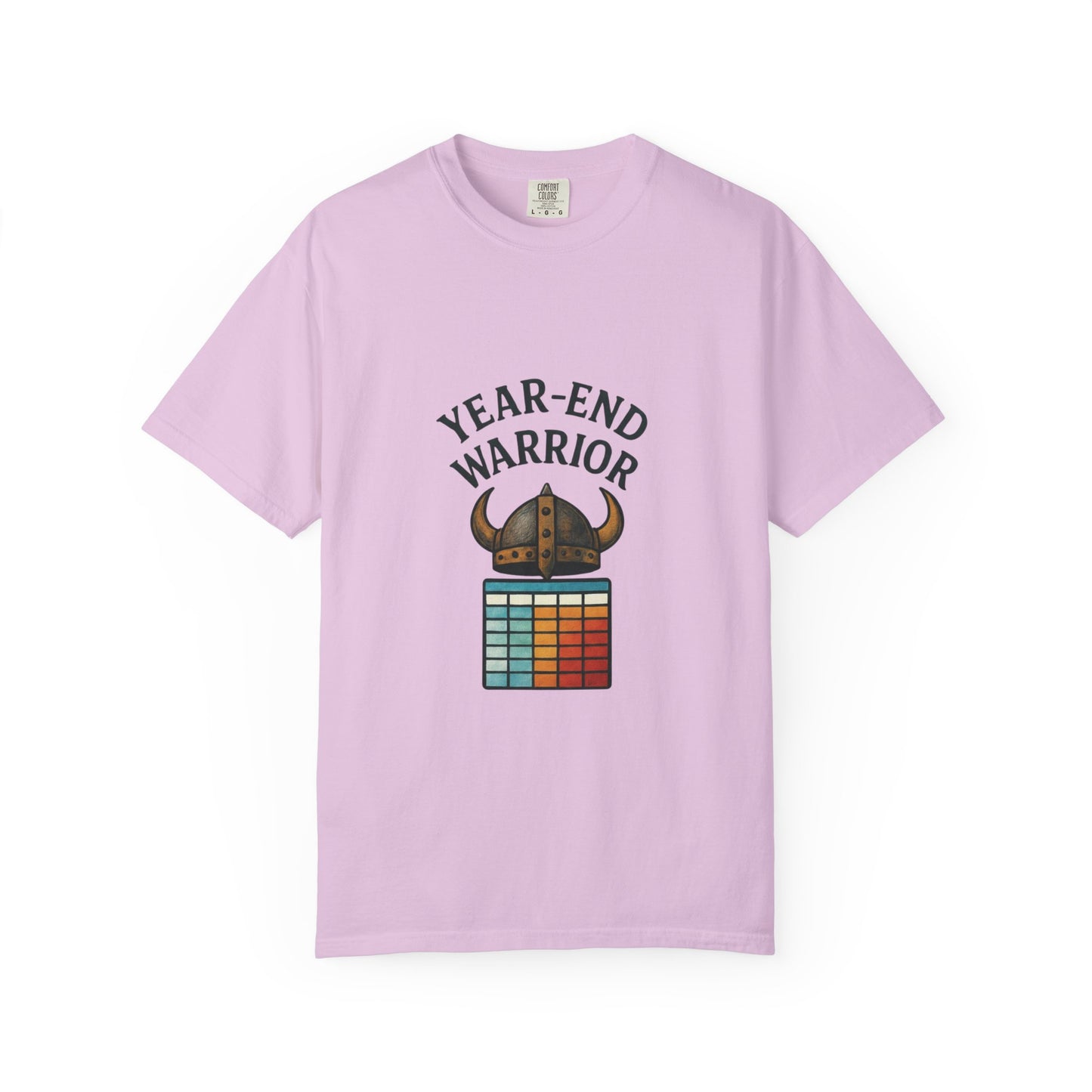 Year-End Warrior T-Shirt — Viking Helmet & Progress Chart Holiday Hustle Tee