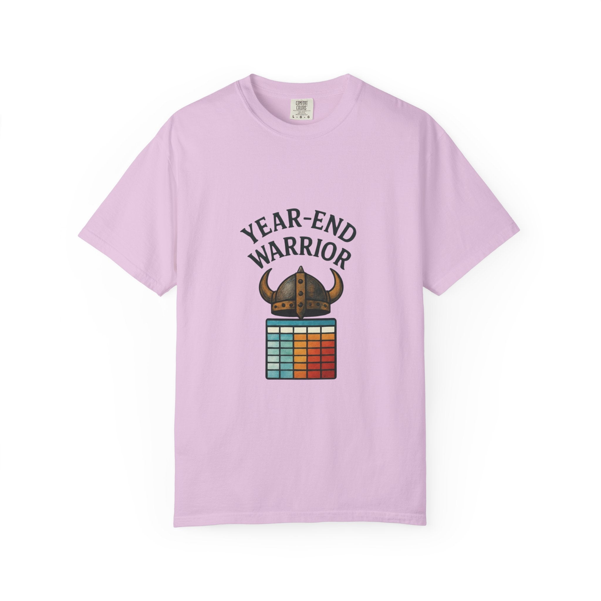 Year-End Warrior T-Shirt — Viking Helmet & Progress Chart Holiday Hustle Tee