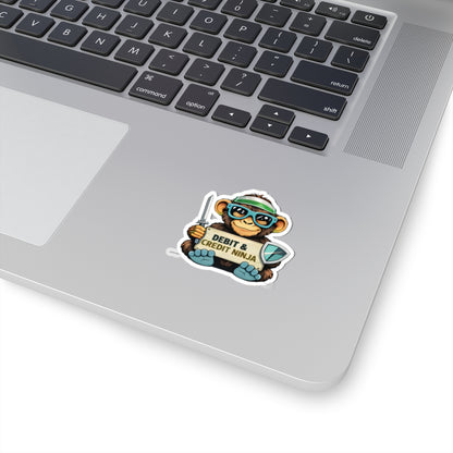 Debit & Credit Ninja Sticker — Cute Monkey Finance Vinyl Kiss-Cut
