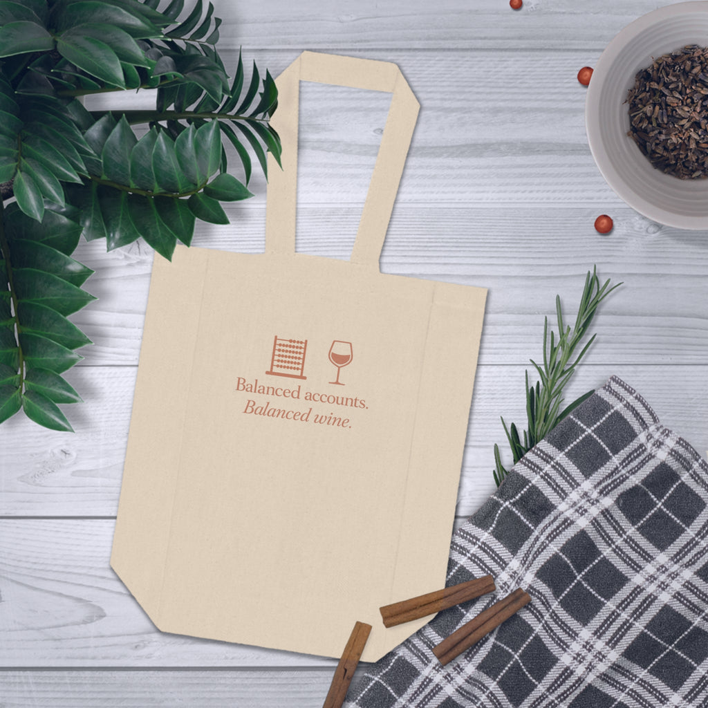 Wine Tote Bag — "Balanced Accounts, Balanced Wine"