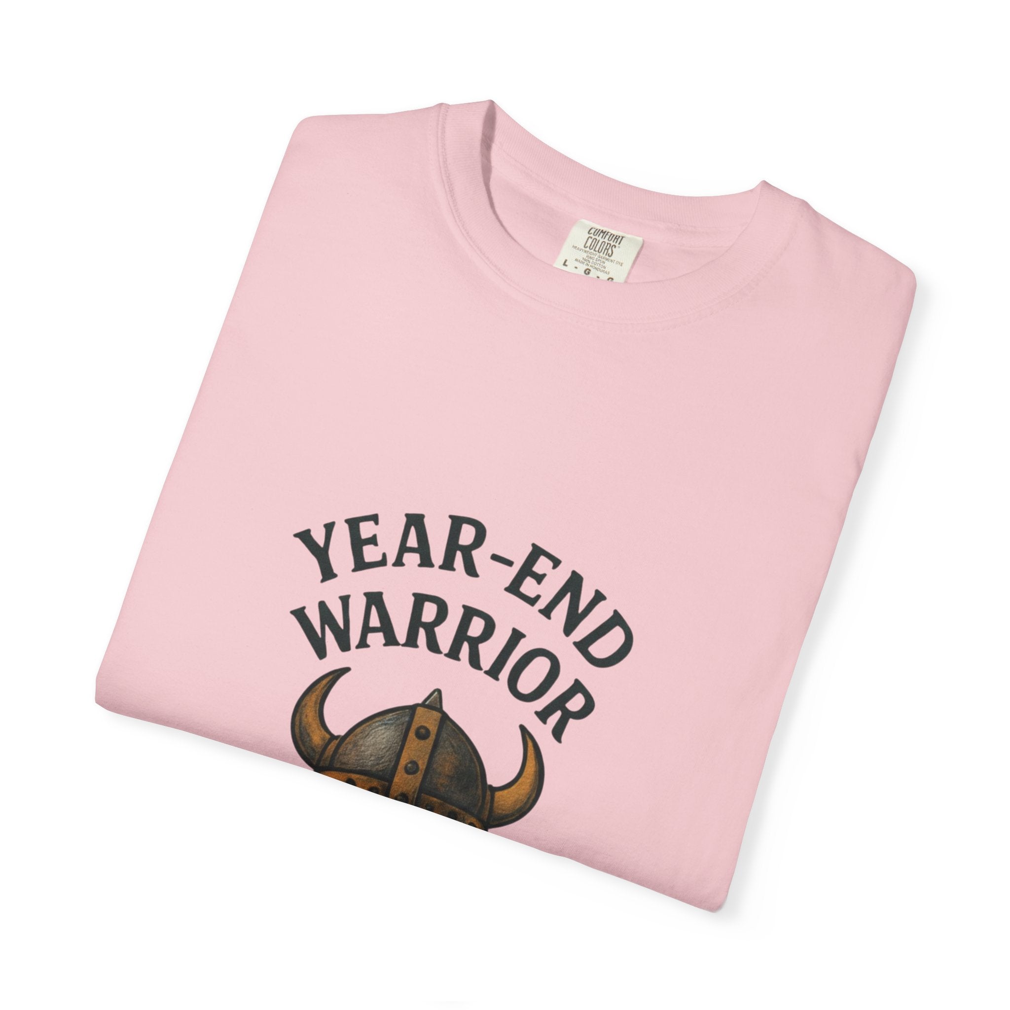 Year-End Warrior T-Shirt — Viking Helmet & Progress Chart Holiday Hustle Tee