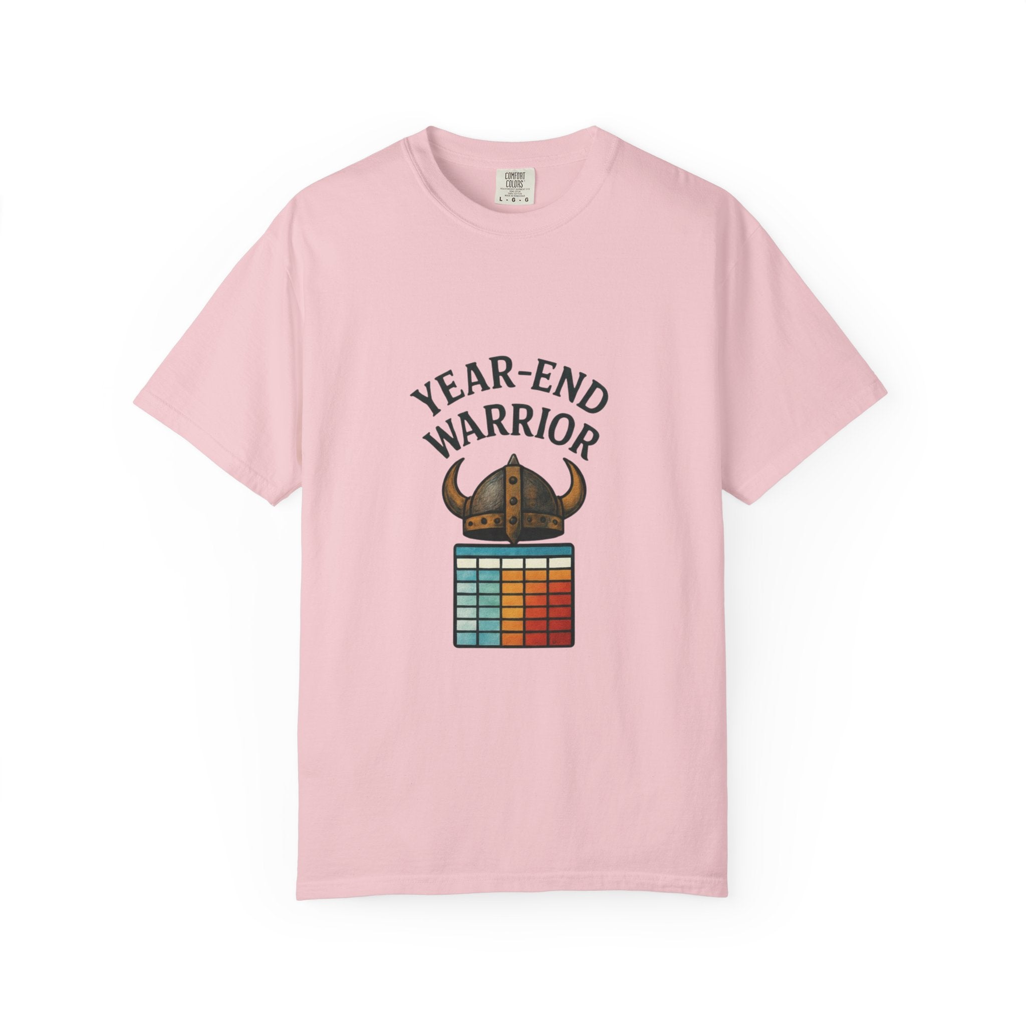 Year-End Warrior T-Shirt — Viking Helmet & Progress Chart Holiday Hustle Tee