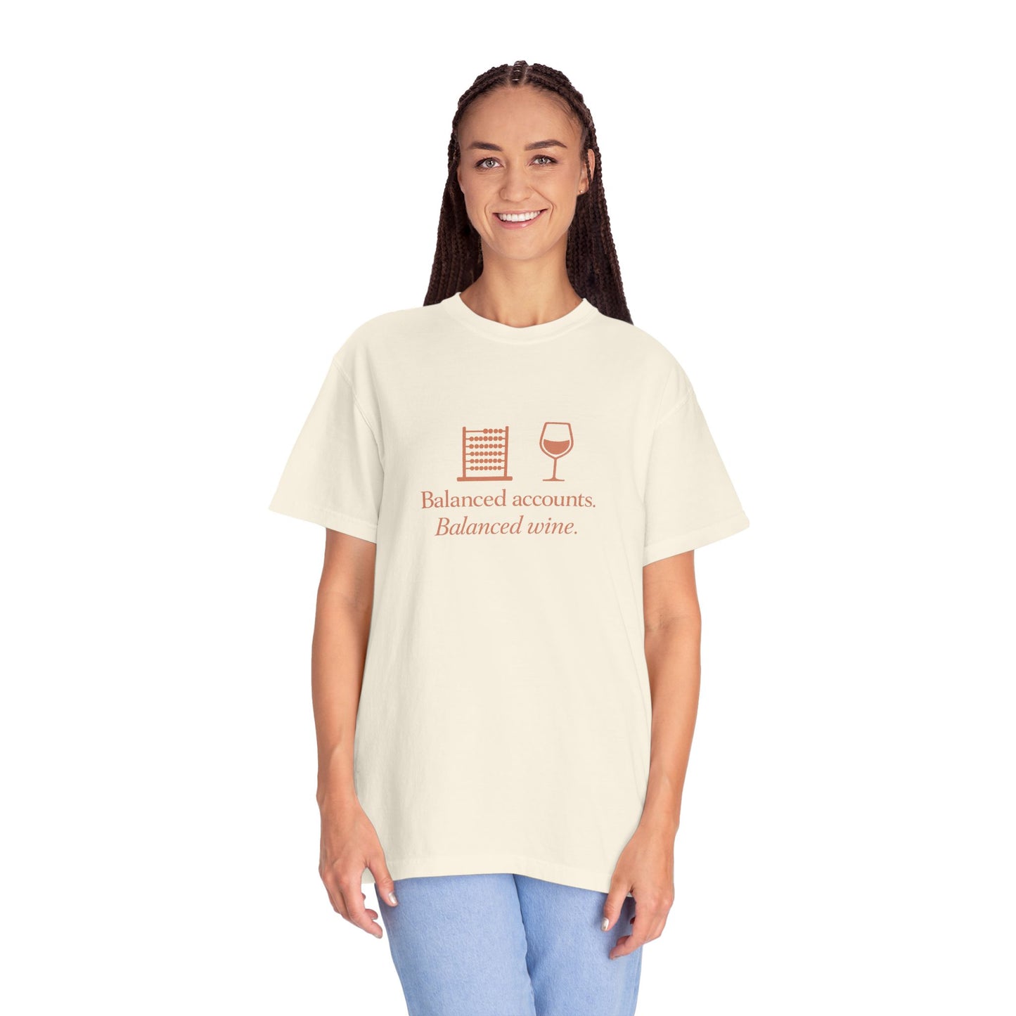 Accounting Shirt — "Balanced Accounts, Balanced Wine" Garment-Dyed T-Shirt