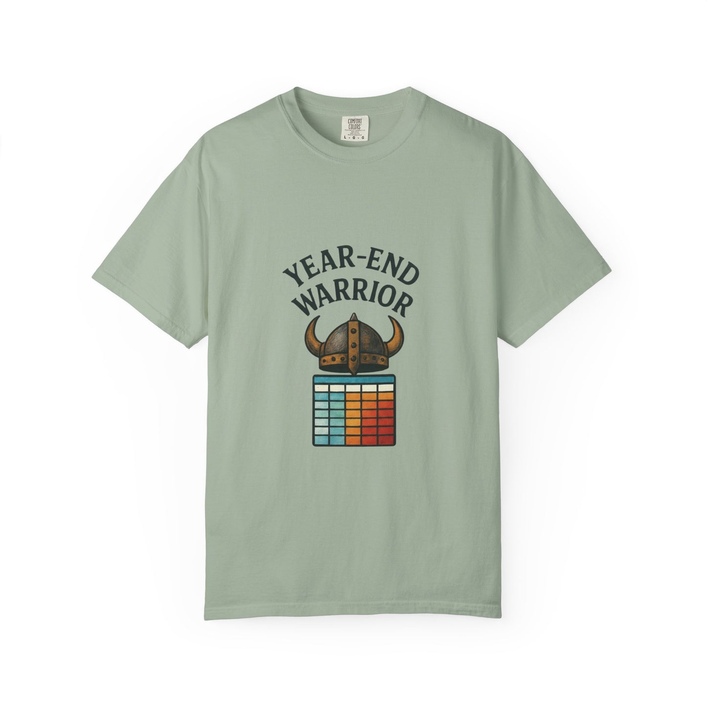 Year-End Warrior T-Shirt — Viking Helmet & Progress Chart Holiday Hustle Tee