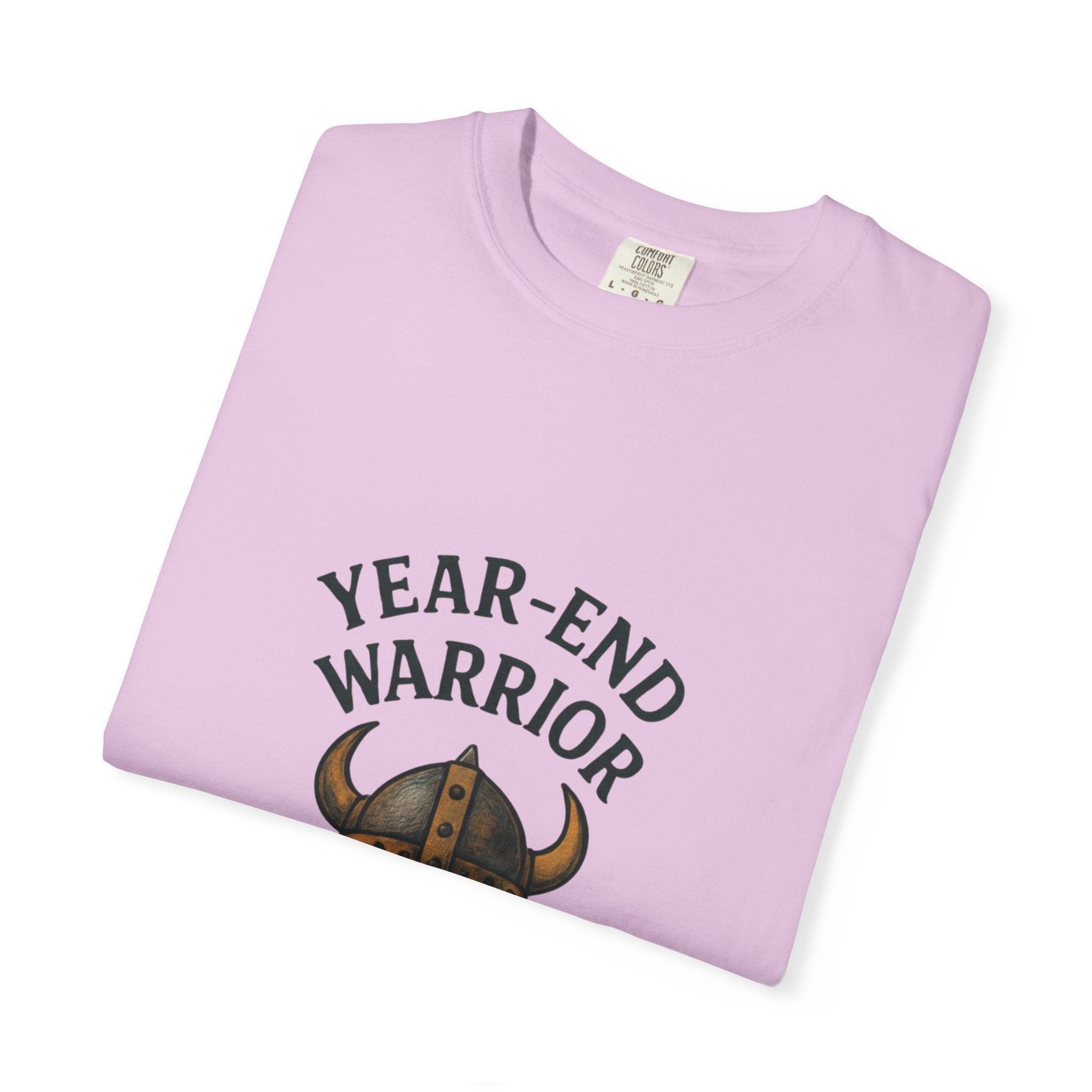 Year-End Warrior T-Shirt — Viking Helmet & Progress Chart Holiday Hustle Tee
