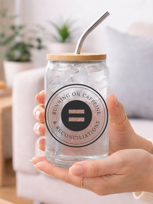 Running on Caffeine & Reconciliations Can-Shaped Glass