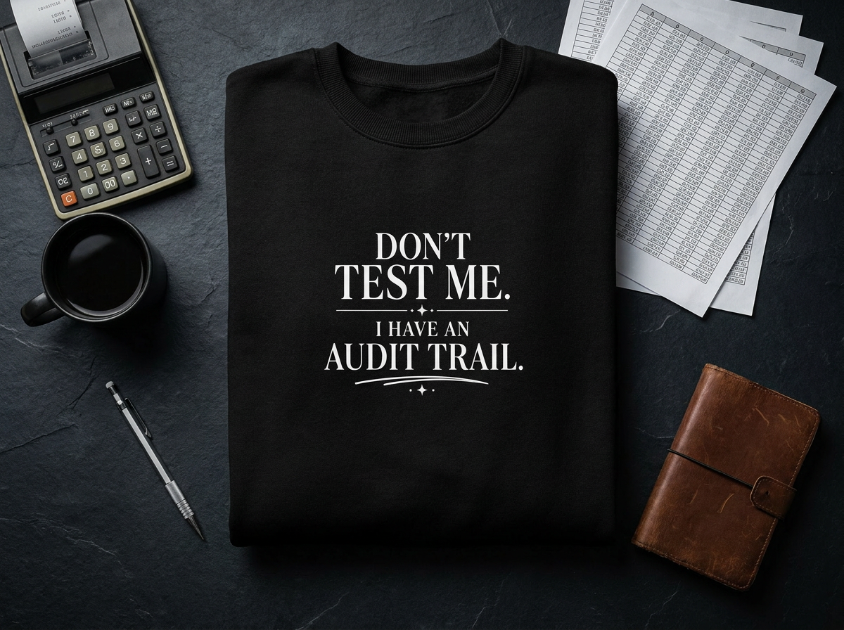 Don’t Test Me, I Have an Audit Trail Crewneck Sweatshirt – Black