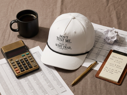 Don’t Test Me, I Have an Audit Trail Rope Cap – White