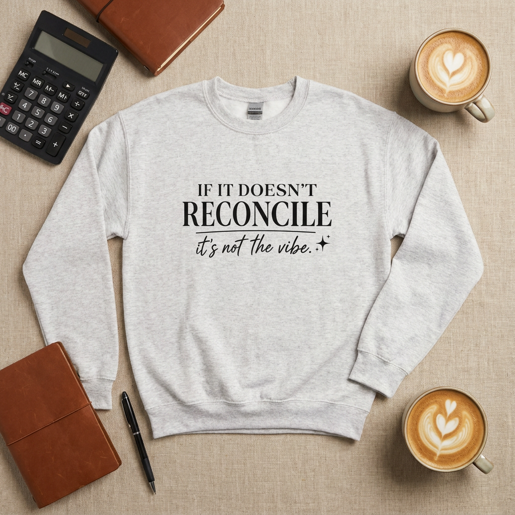 If It Doesn’t Reconcile… It’s Not the Vibe Crewneck – White/Gray