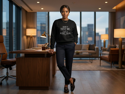 Don’t Test Me, I Have an Audit Trail Crewneck Sweatshirt – Black