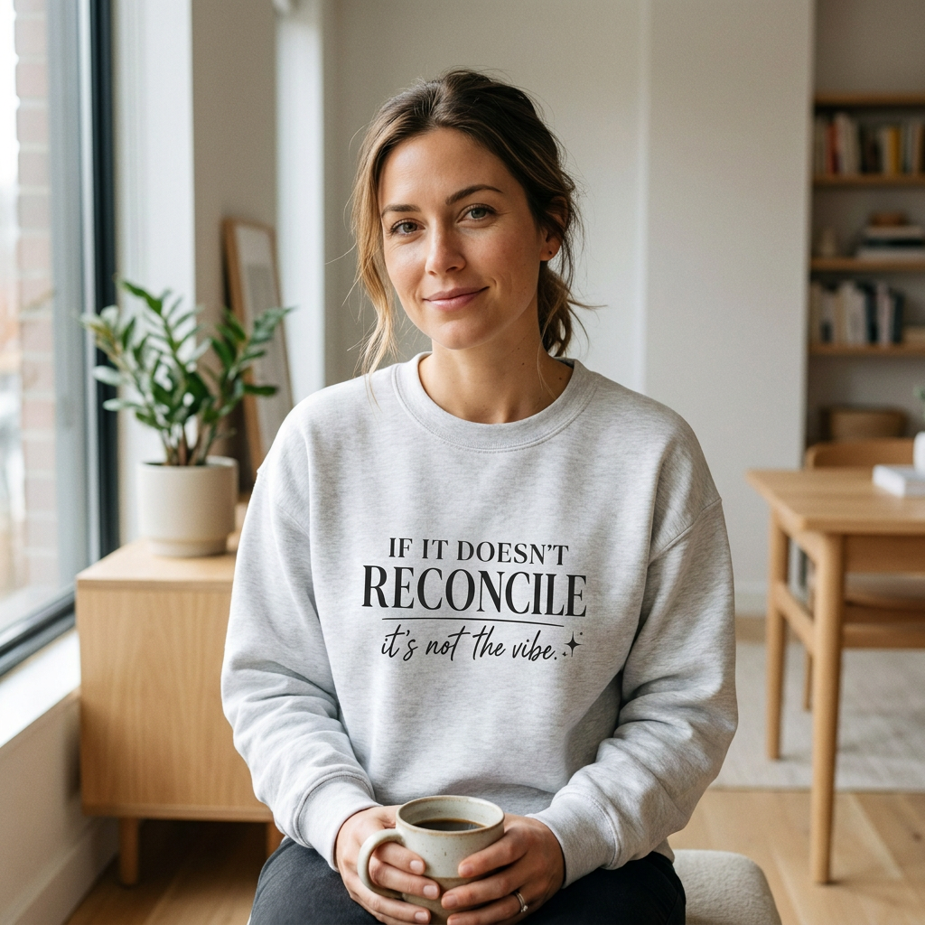 If It Doesn’t Reconcile… It’s Not the Vibe Crewneck – White/Gray